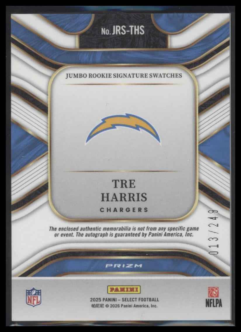 2025 Panini Jumbo Rookie Auto Swatches Prizm Tre Harris #JRS-THS