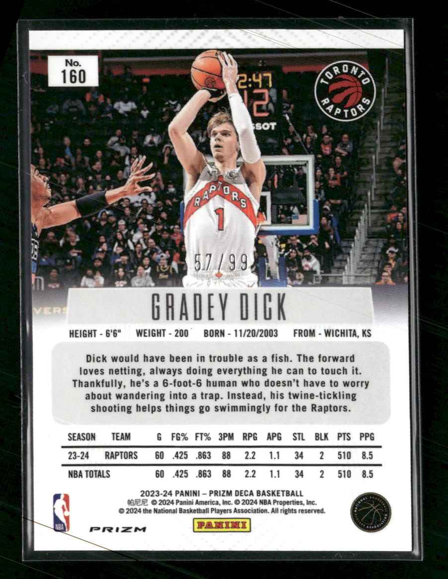 2023-24 Panini Prizm Deca Prizms Purple Gradey Dick #/99 #160