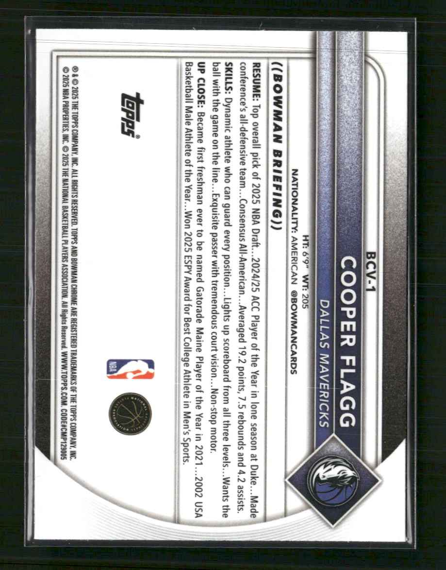 2025-26 Bowman Chrome Cooper Flagg #BCV-1