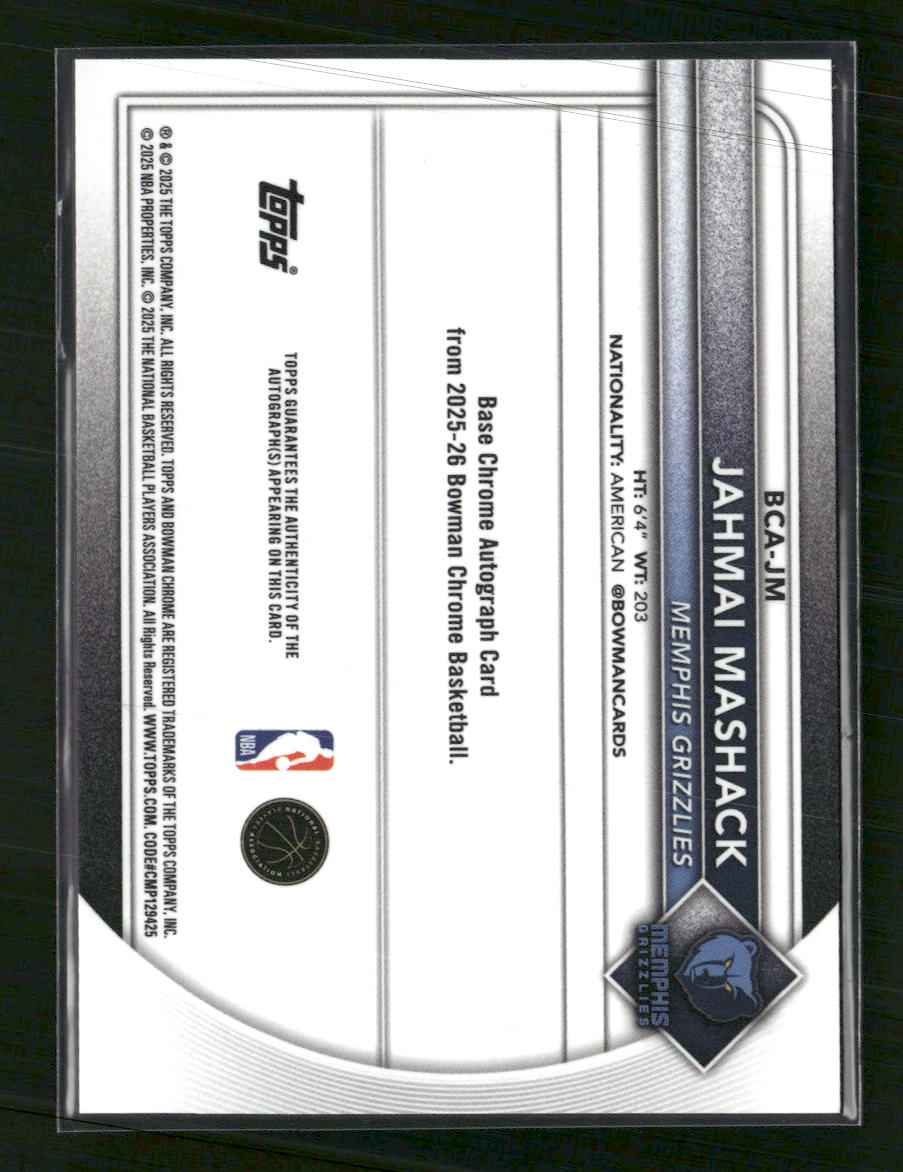 2025-26 Bowman Chrome Auto Yellow Refractor Jahmai Mashack #/75 #BCA-JM