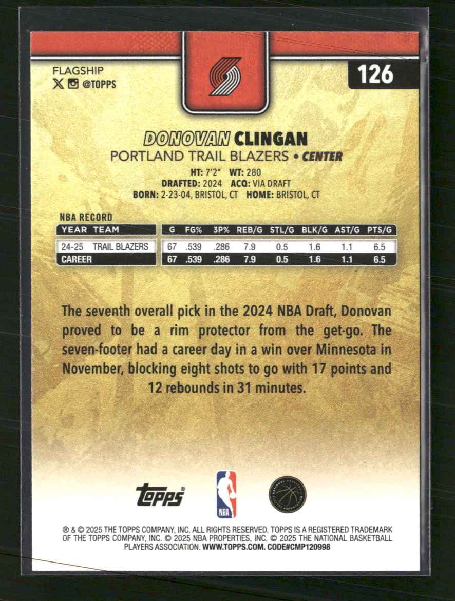2025-26 Topps Golden Mirror Donovan Clingan #126
