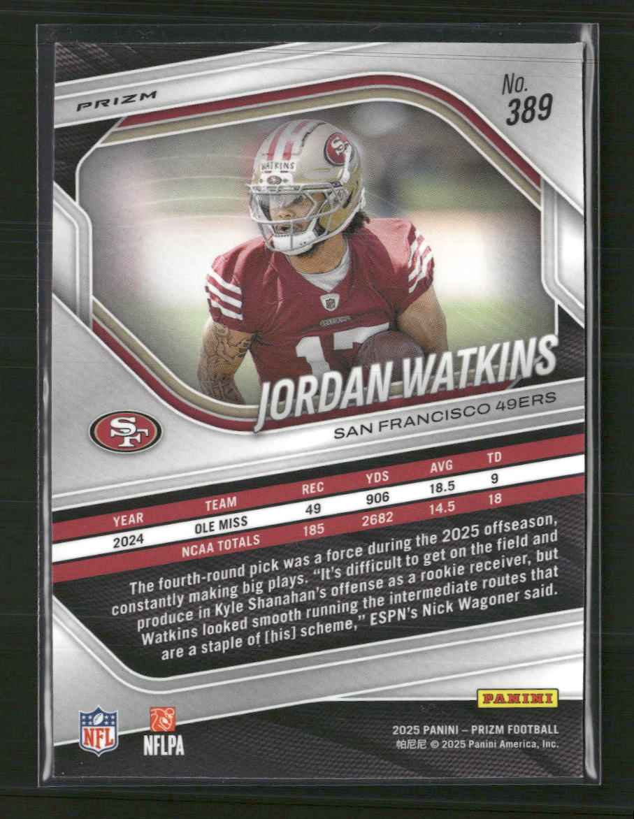 2025 Panini Prizm Black and White Checker Jordan Watkins #389