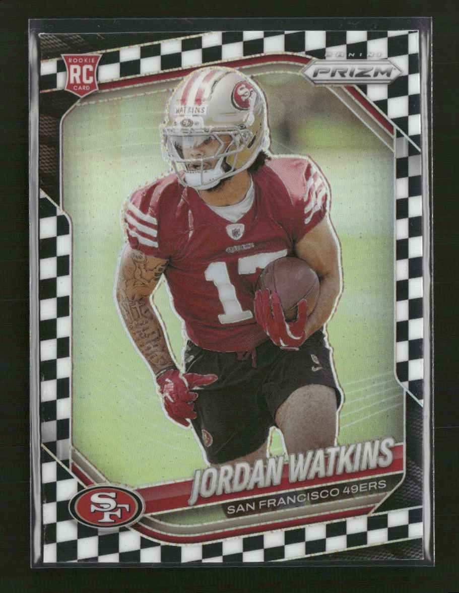2025 Panini Prizm Black and White Checker Jordan Watkins #389