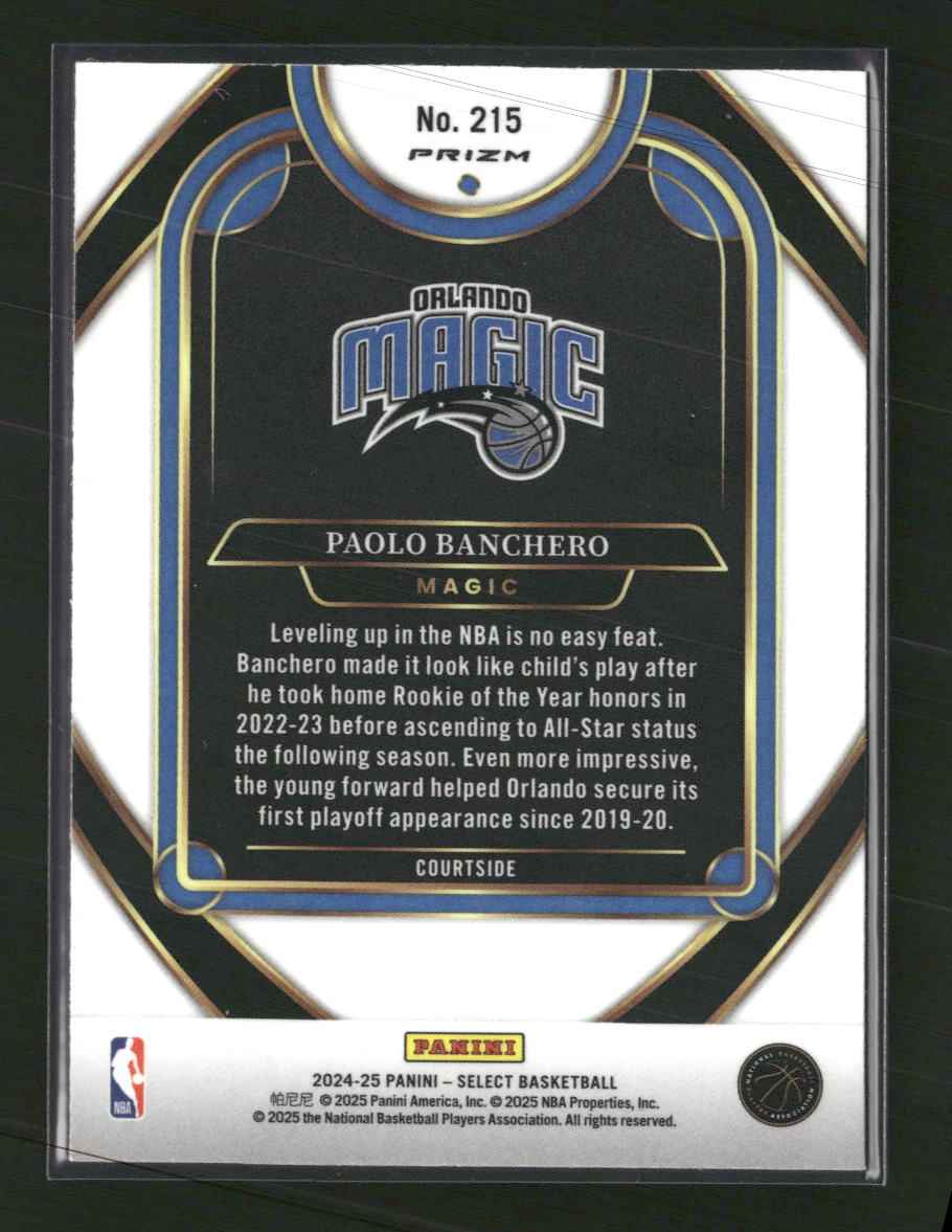 2024-25 Panini Select Elephant Prizm Paolo Banchero #215