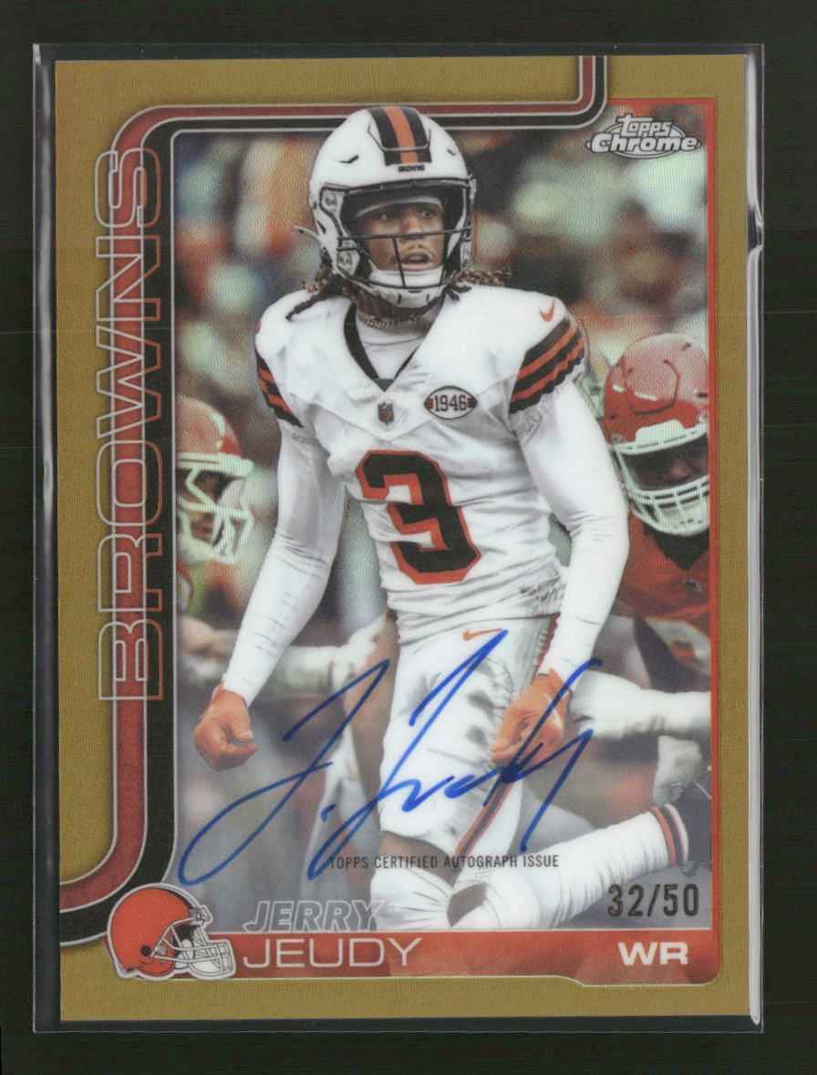 2025 Topps Chrome Chrome Autographs Gold Refractor Jerry Jeudy #/50 Auto #BA-JJE