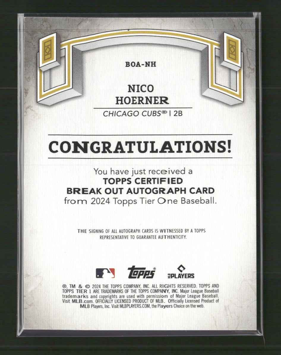 2024 Topps Tier One Break Out Auto Gold Foil Nico Hoerner #BOA-NH