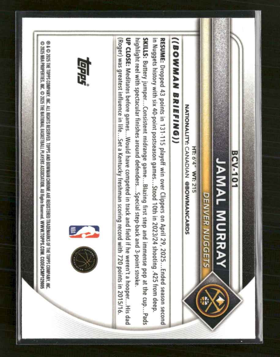 2025-26 Bowman Chrome Speckle Refractor Jamal Murray #/299 #BCV-101
