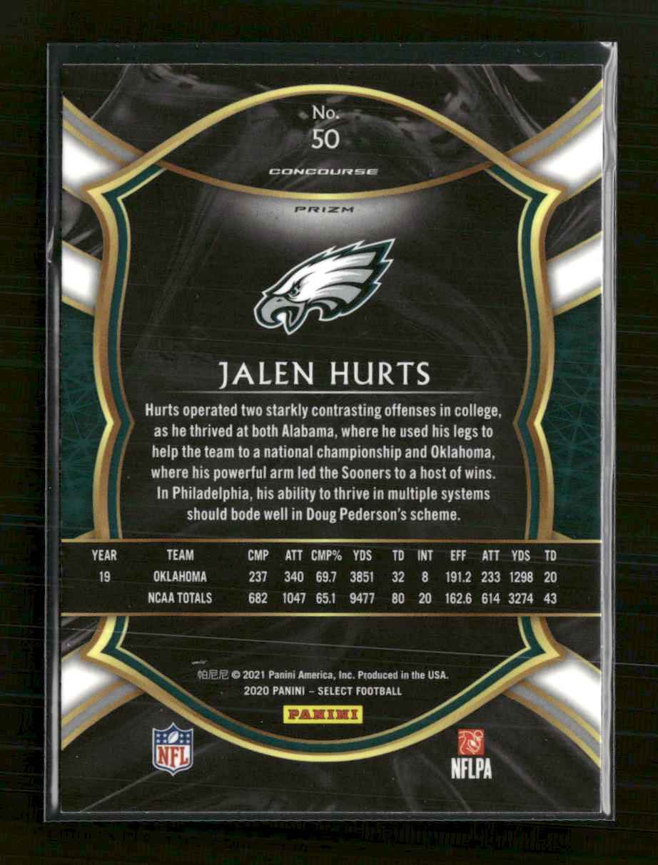 2020 Panini Select Silver Prizm Jalen Hurts Rookie #50