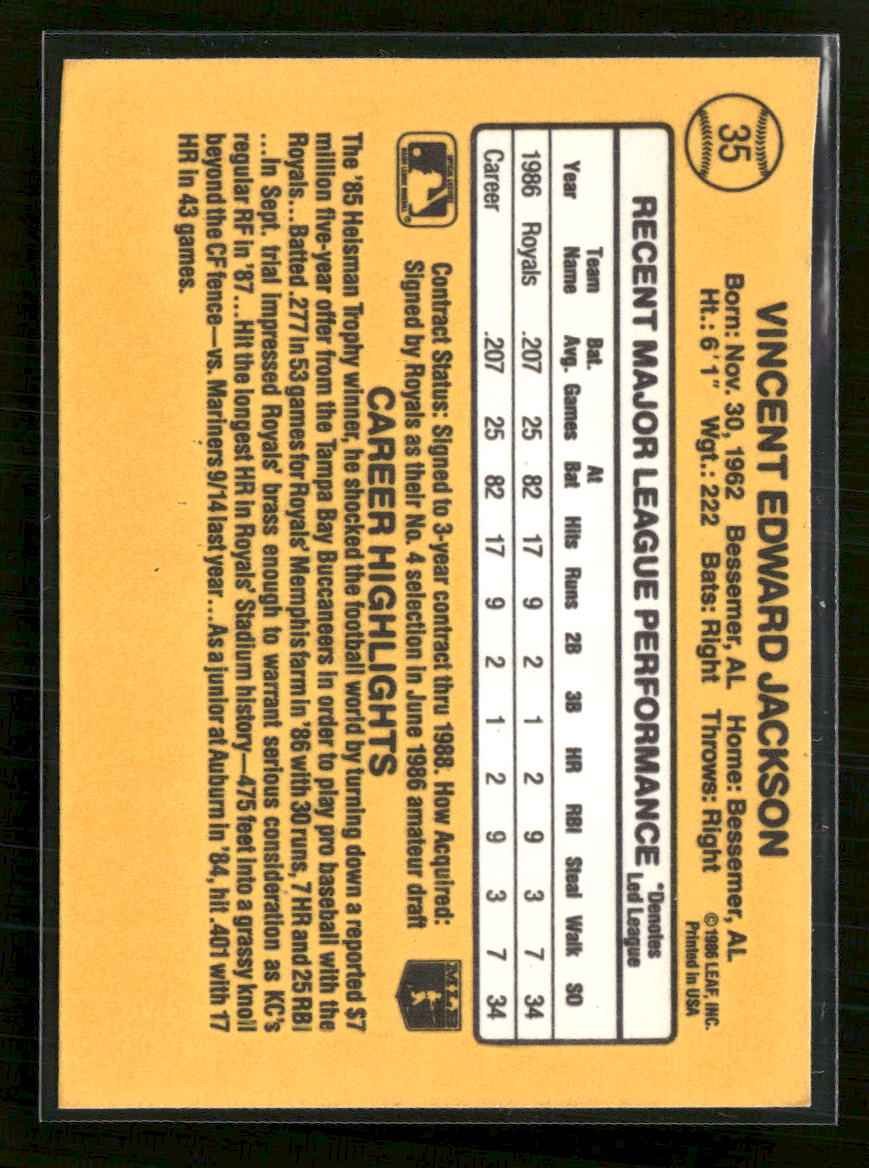 1987 Donruss Bo Jackson Rookie #35