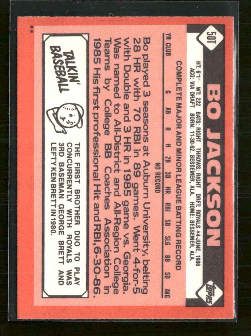 1986 Topps Traded Bo Jackson #50T
