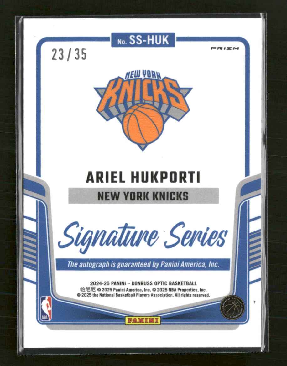 2024-25 Donruss Optic Signature Series Seismic Ariel Hukporti #/35 Auto #SS-HUK