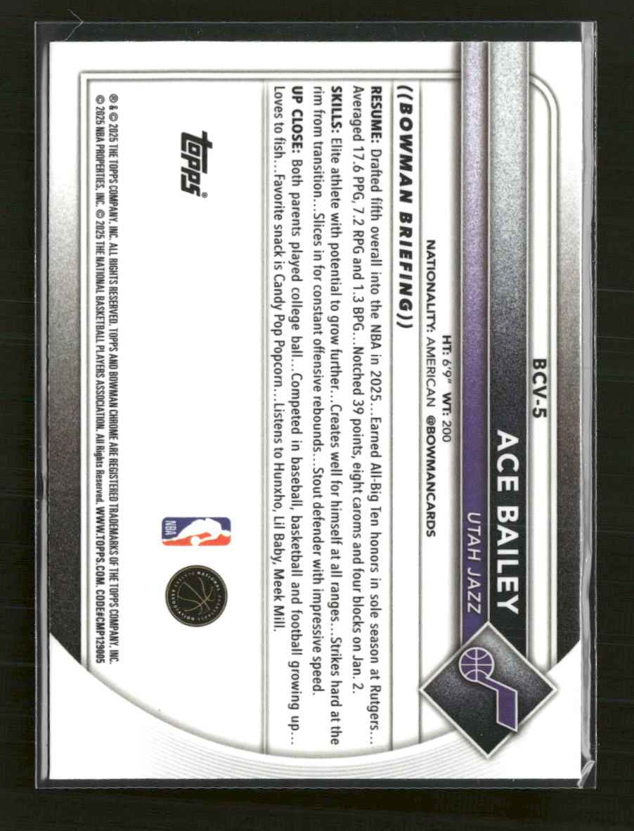 2025-26 Bowman Chrome Mojo Refractor Ace Bailey #BCV-5