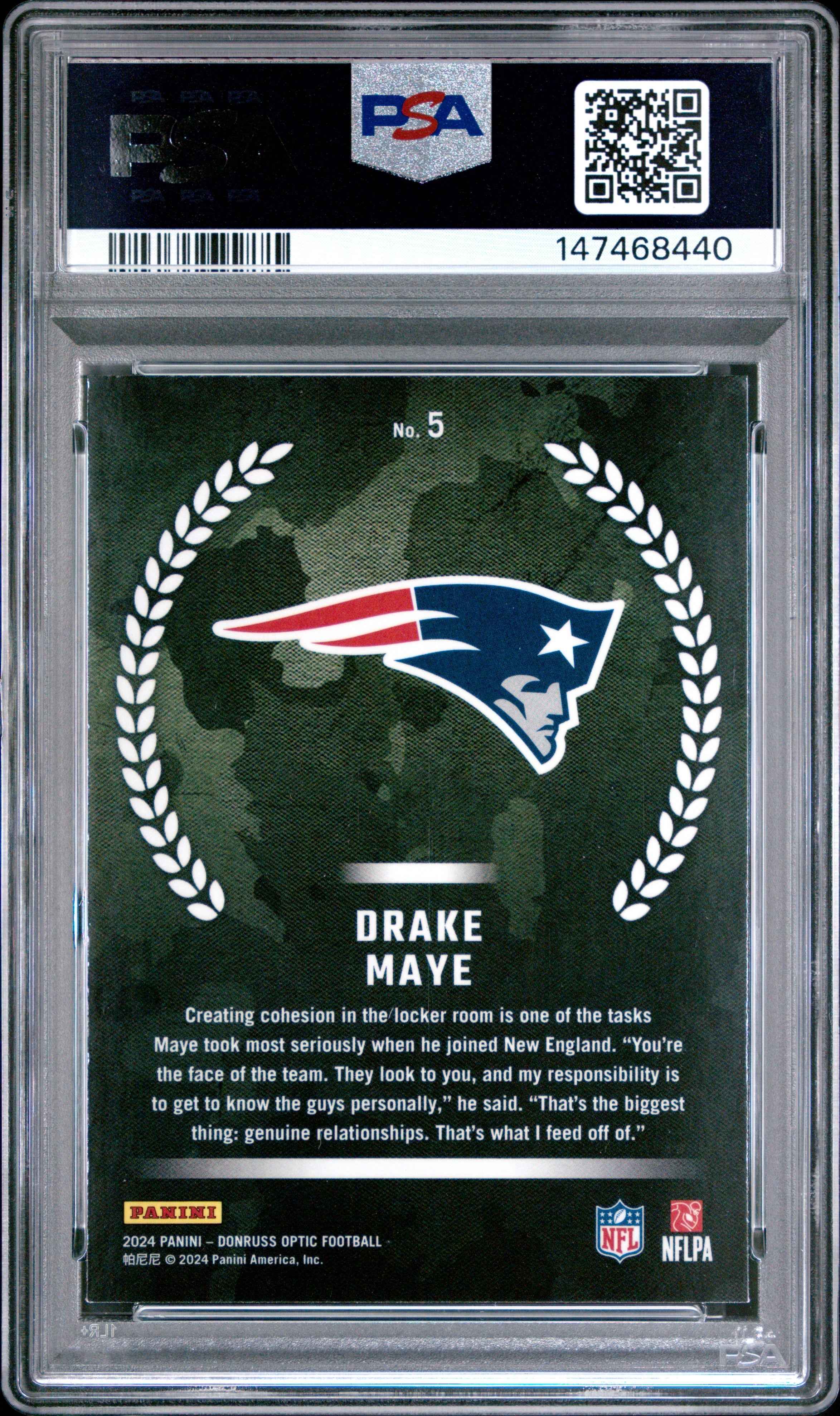 2024 Panini Donruss Optic Rookie Recruits Drake Maye 9 PSA #5