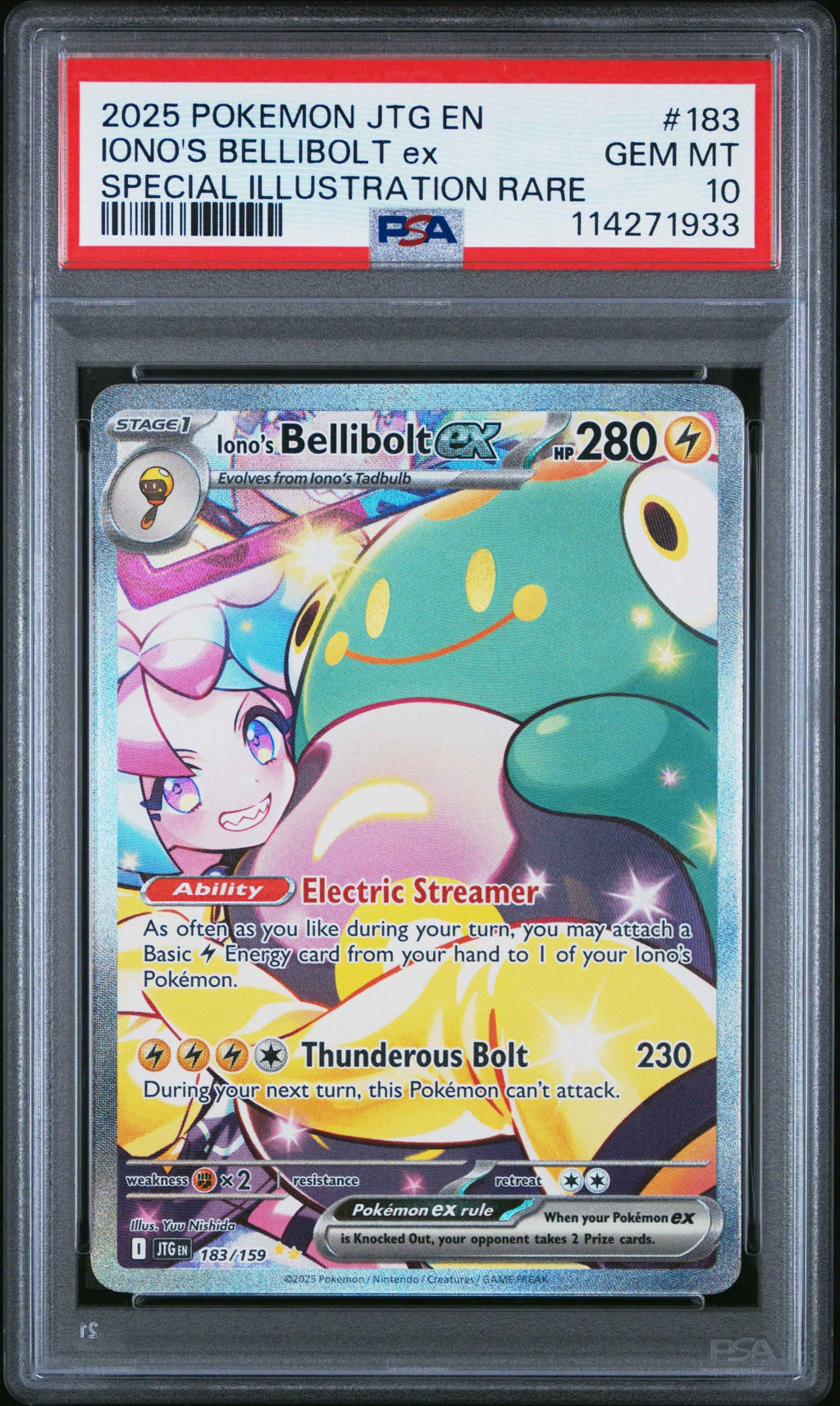 2025 Pokemon Jtg En Special Illustration Rare Iono'S Bellibolt Ex 10 PSA #183