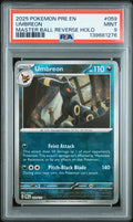 2025 PokemonPrismatic Evolutions Master Ball Reverse Holo Umbreon 9 PSA