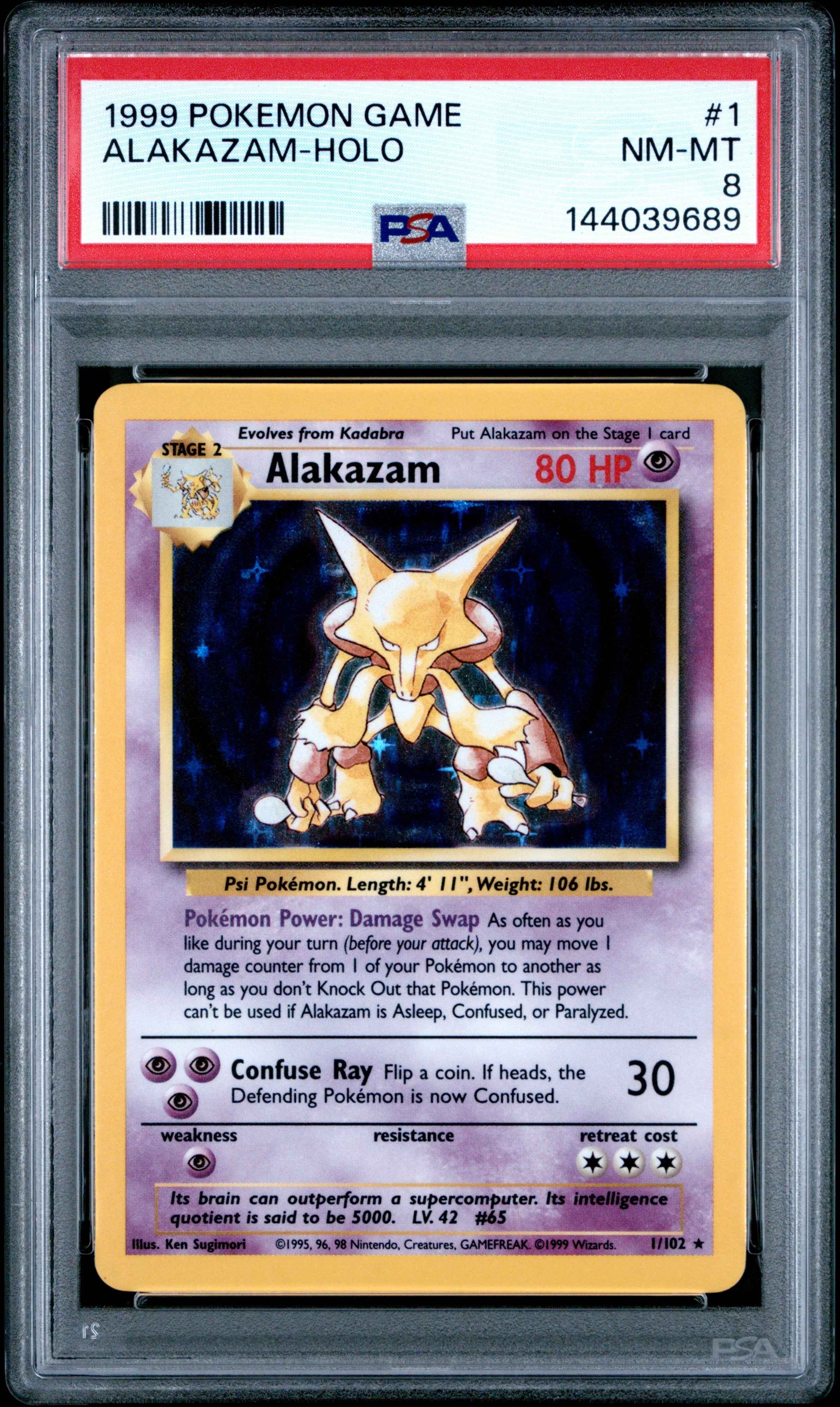 1999 Pokemon Game Alakazam-Holo 8 PSA #1