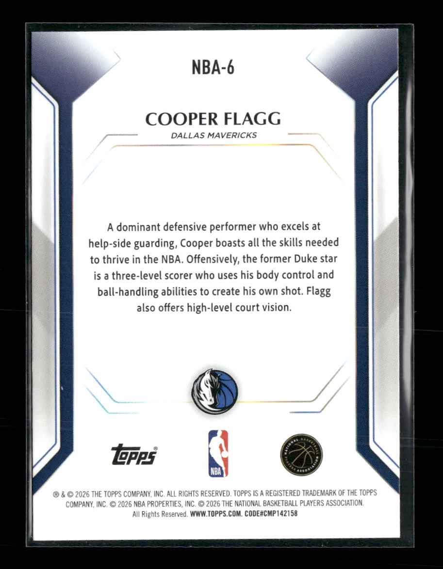 2025-26 Topps Topps Collector Kit Cooper Flagg #NBA-6