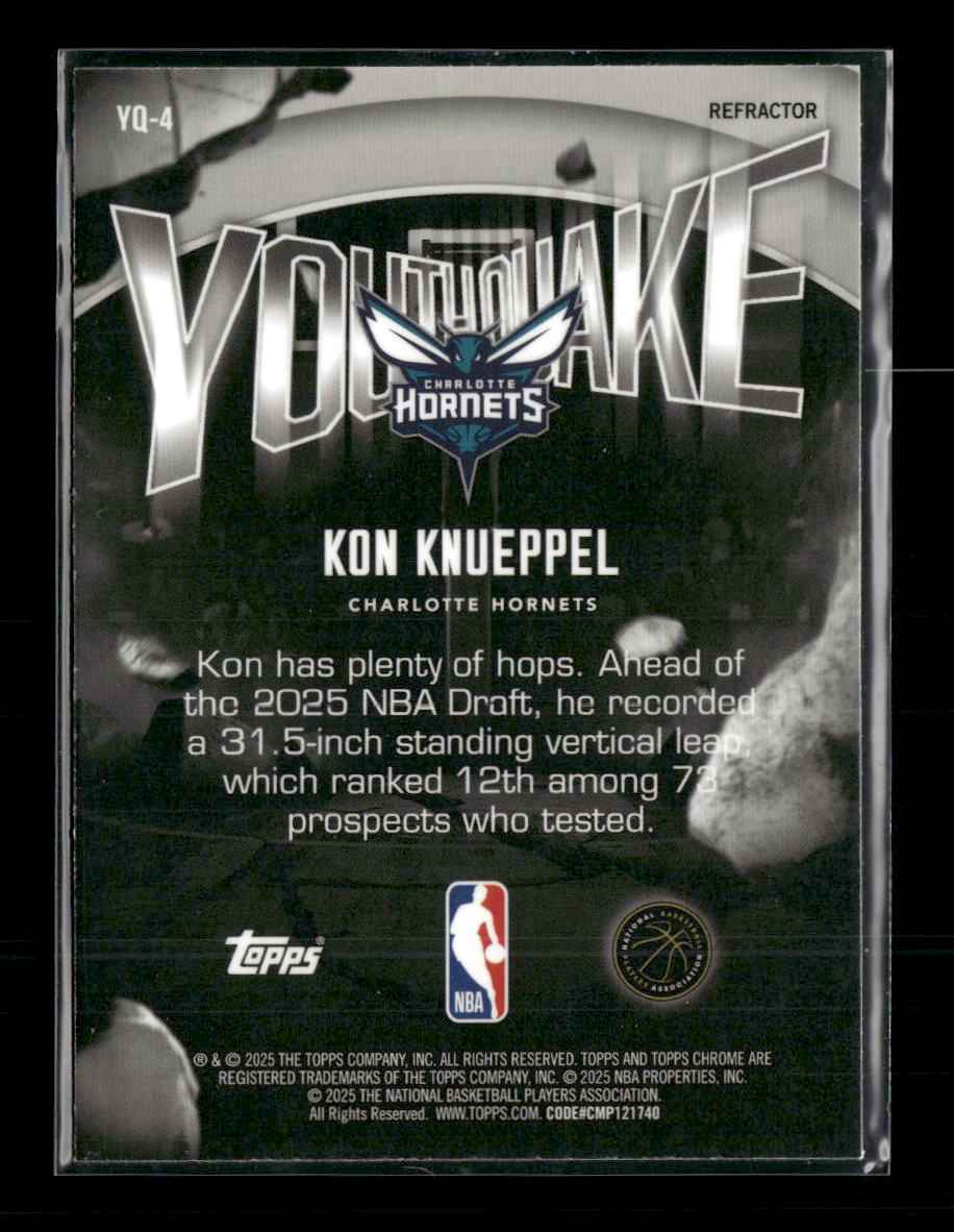 2025-26 Topps Chrome Youthquake Refractor Kon Knueppel #YQ-4