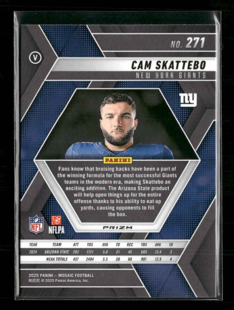 2025 Panini Mosaic Blue Scope Cam Skattebo Rookie #271