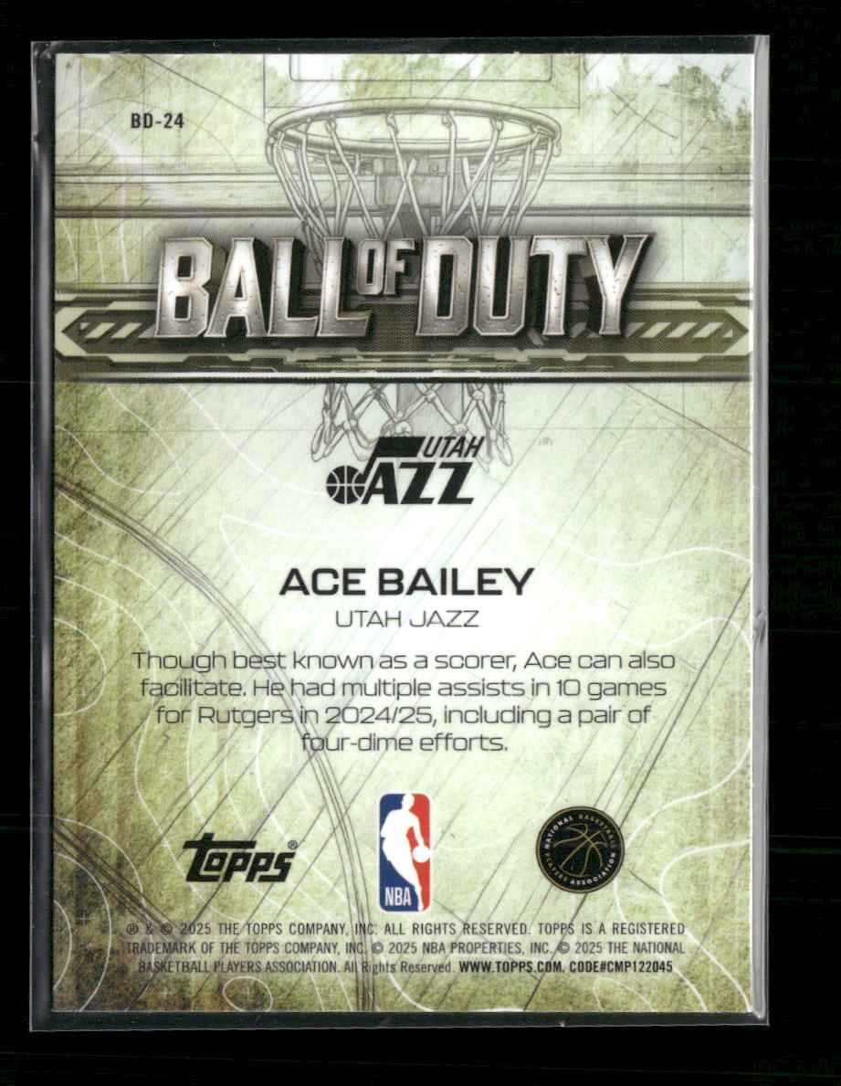 2025-26 Topps Chrome Ball of Duty Yellow Refractor Ace Bailey #/275 #BD-24