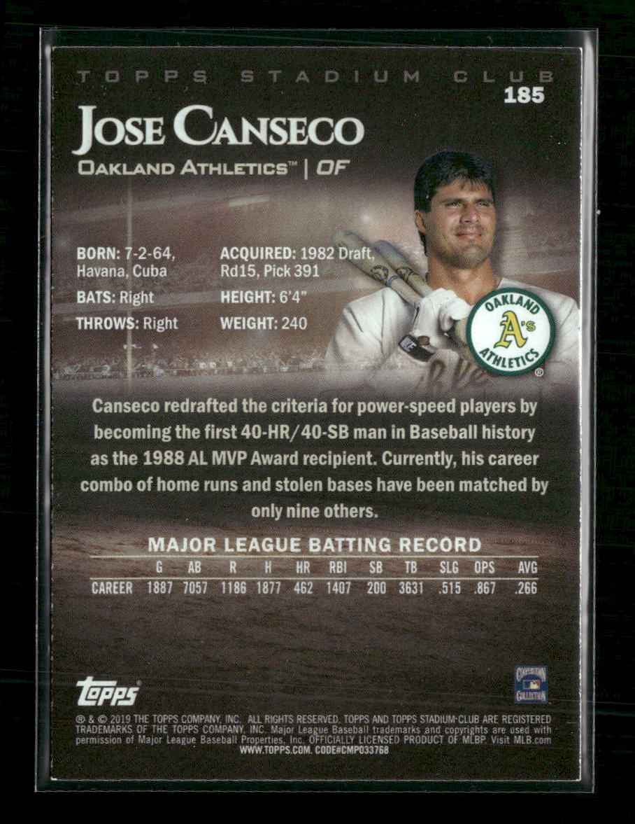 2019 Topps Stadium Club 1/1 Jose Canseco #185