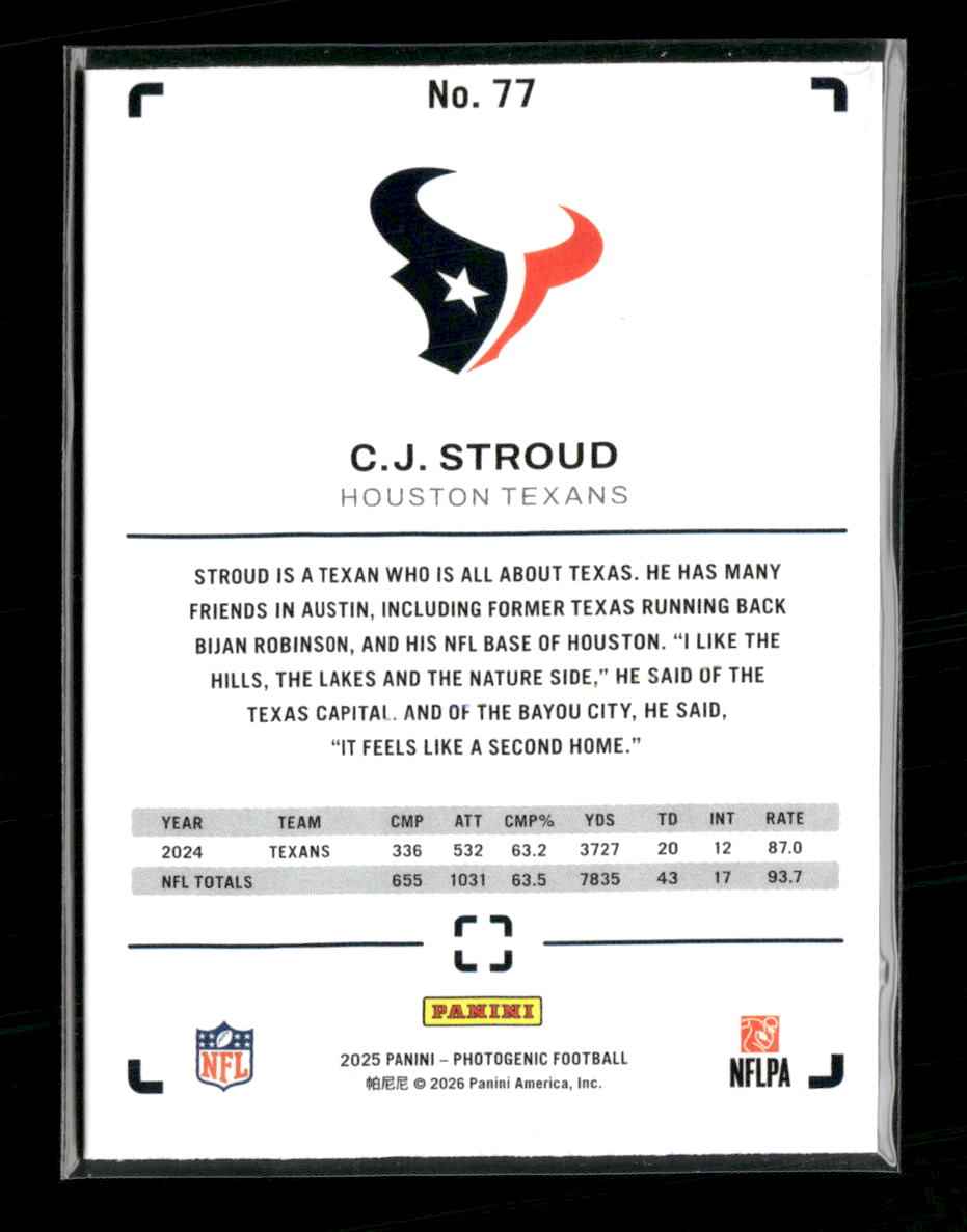 2025 Panini Photogenic Purple C.J. Stroud #/99 #77