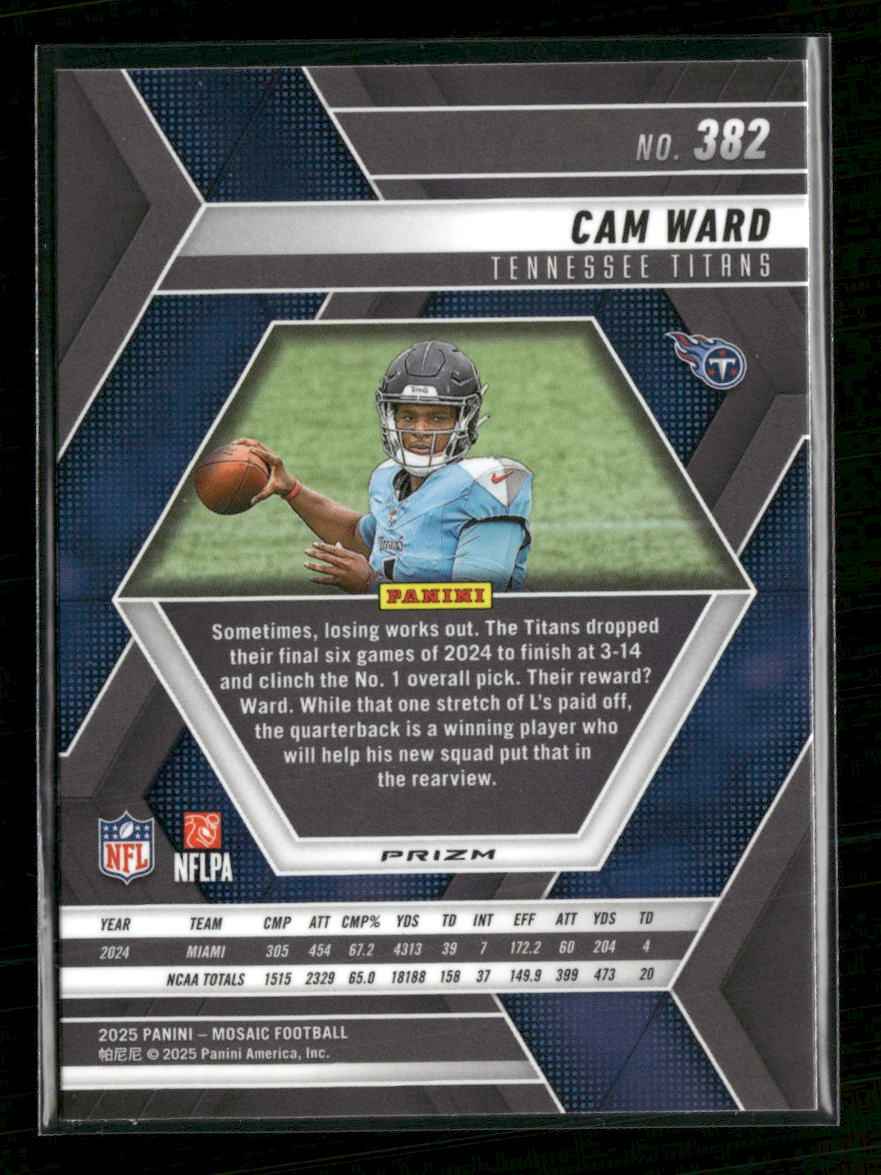 2025 Panini Mosaic Mosaic Red and White Stripe Cam Ward Rookie #382