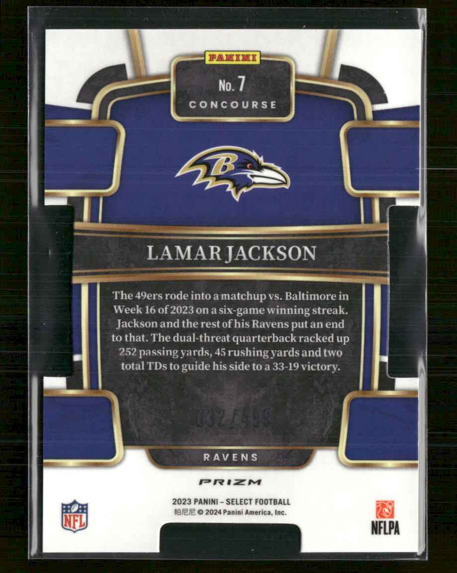 2023 Panini Select Orange Prizms Die Cuts Lamar Jackson #/499 #7