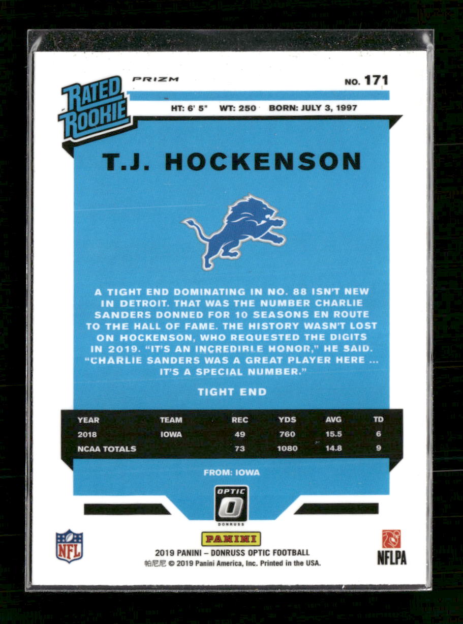 2019 Donruss Optic Green Velocity T.J. Hockenson Rookie #171