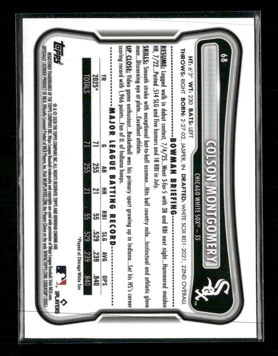 2026 Bowman Purple Colson Montgomery Rookie #/250 #68