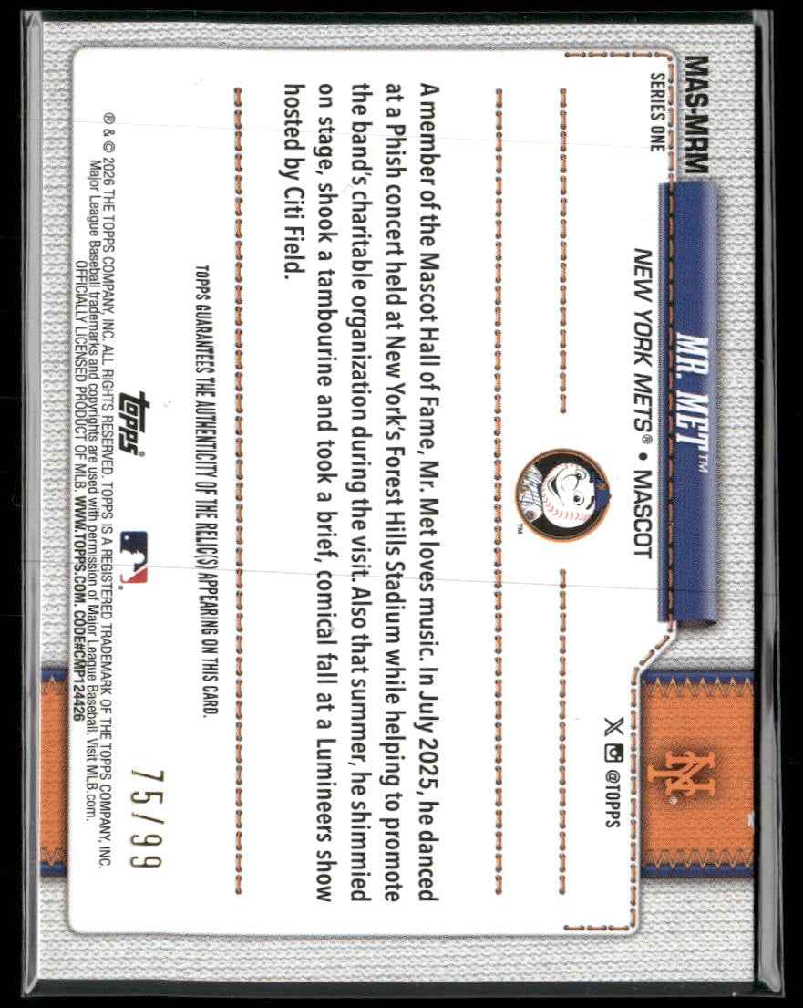 2026 Topps Mascots Green Mr. Met #/99 #M-11