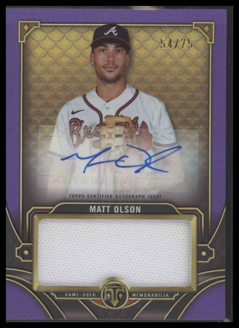 2022 Topps Triple Threads Autograph Single Jumbo Relics Amethyst Matt Olson #/75