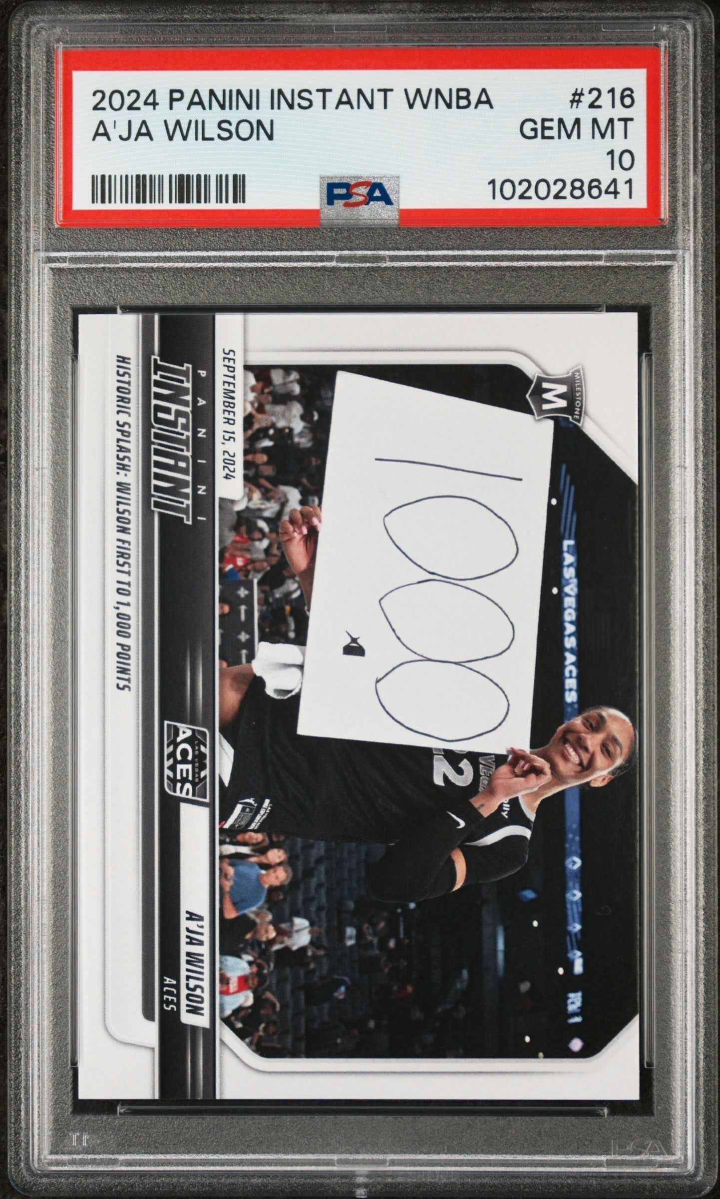 Graded 2024 Panini Instant WNBA A'ja Wilson #216 Basketball Card PSA 10 Gem Mint