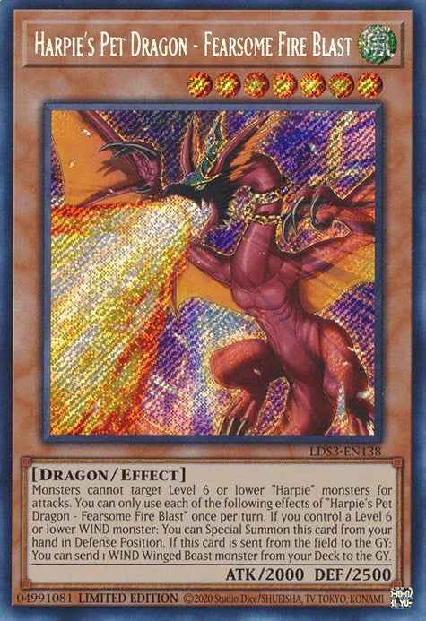 Harpie's Pet Dragon - Fearsome Fire Blast [LDS3-EN138] Secret Rare