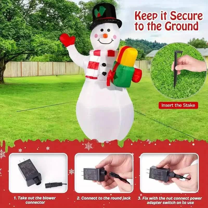 5FT Rotating Christmas Inflatable Snowman Decoration with 360° Colorful LED Lights