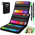 60-Piece Set: Dual Tip Brush Marker Set with Brush & Fineliner Pens
