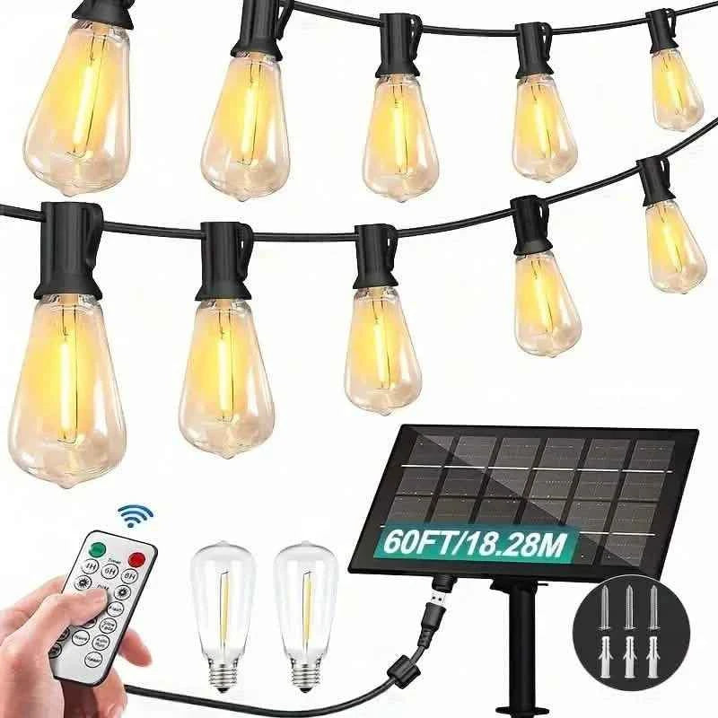 60FT Solar String Lights With USB Port & Remote Control