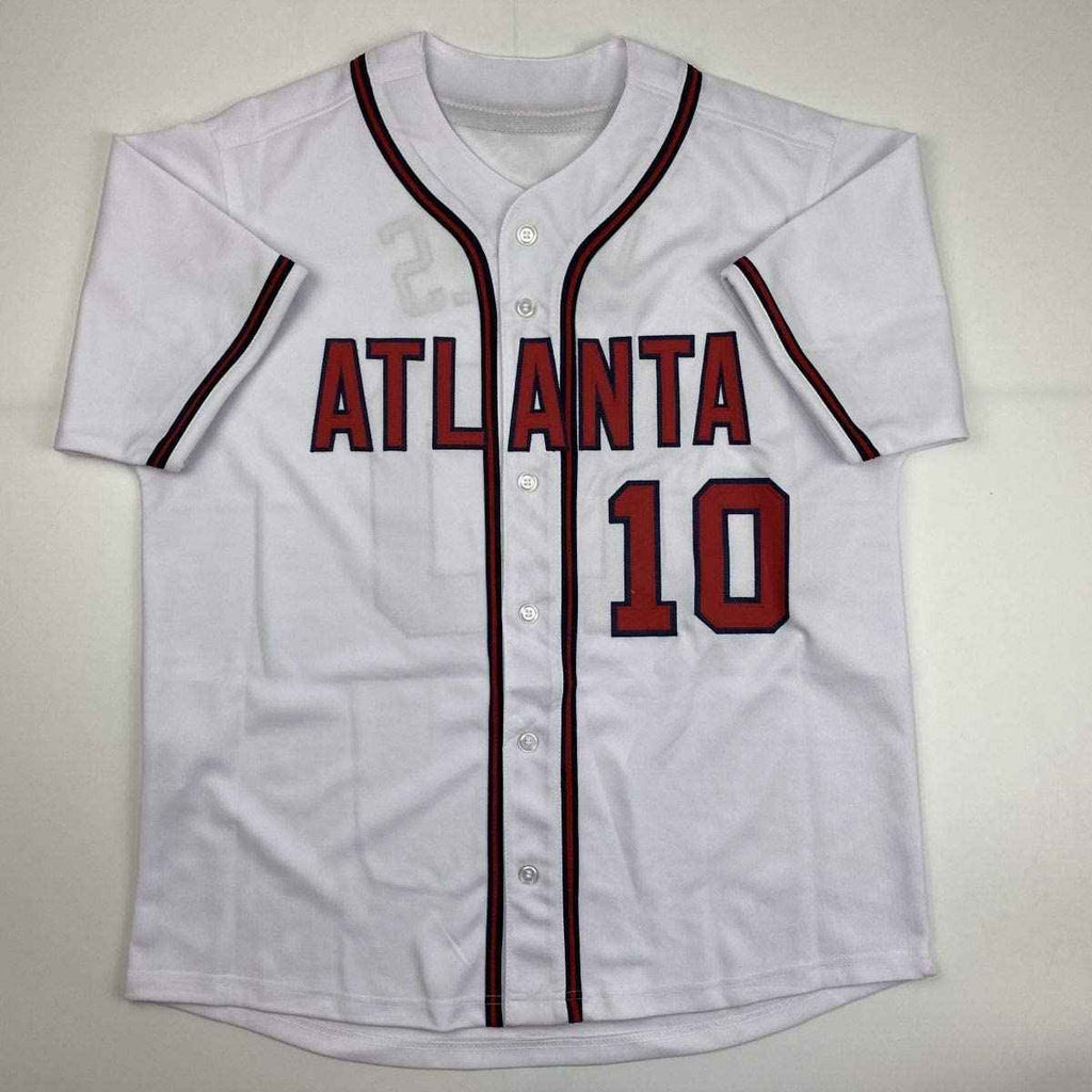 Autographed/Signed Chipper Jones Atlanta White Baseball Jersey JSA COA