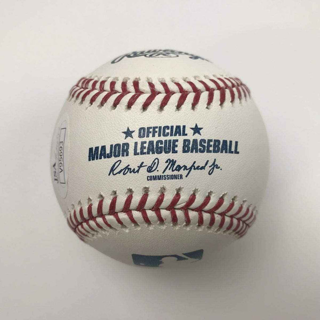 Autographed/Signed Trea Turner Rawlings Official Major League Baseball ROML JSA COA