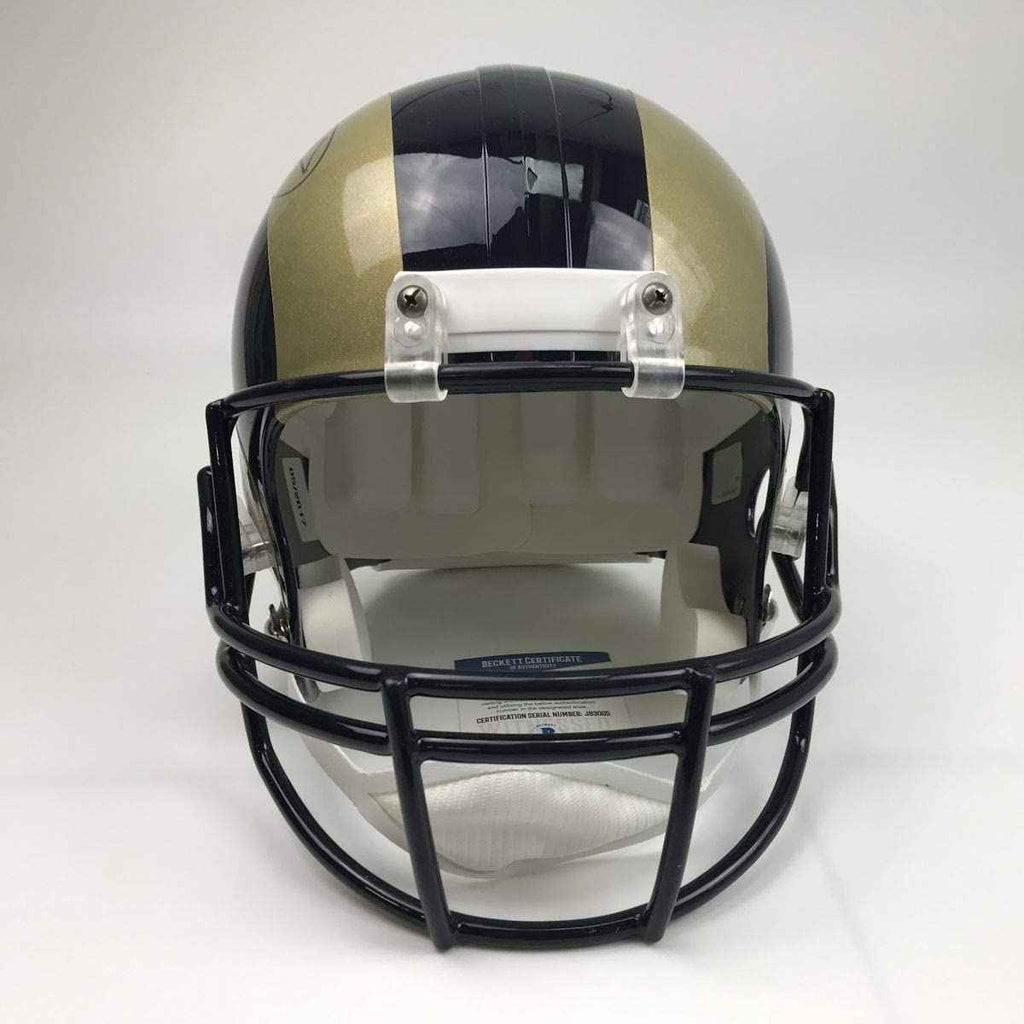 Autographed/Signed Todd Gurley II Los Angeles LA Rams Full Size FS F/S Replica Football Helmet Beckett BAS COA