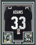 Framed Autographed/Signed Jamal Adams 35x39 New York Black Football Jersey JSA COA