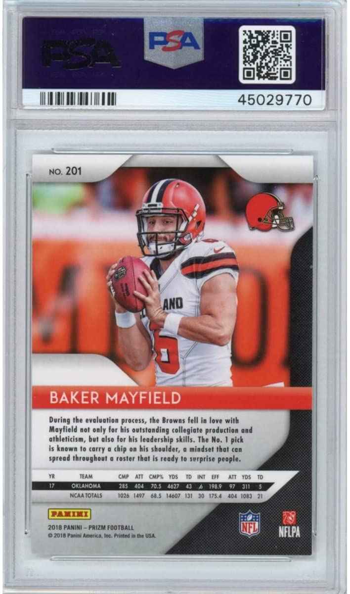 Graded 2018 Panini Prizm Baker Mayfield #201 Rookie RC Football Card PSA 10 Gem Mint