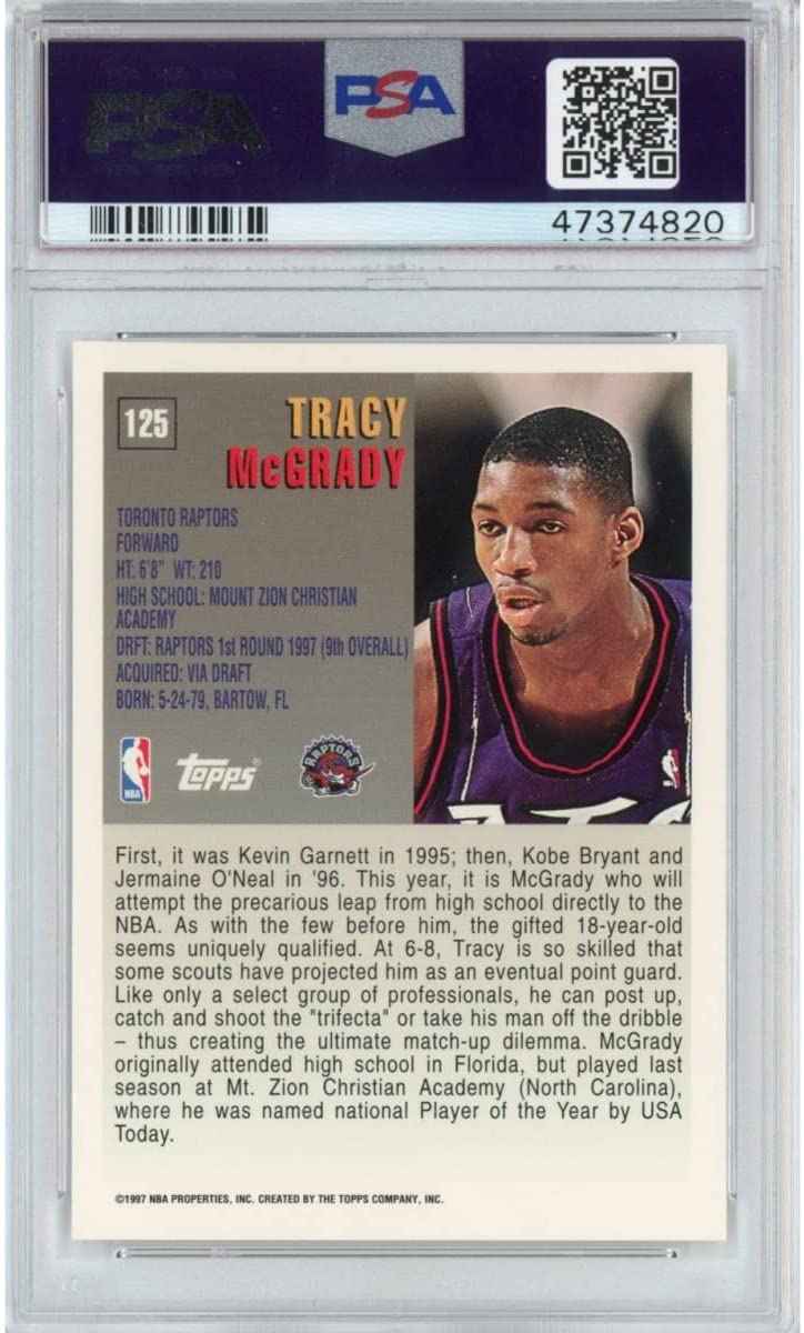 Graded 1997-98 Topps Tracy McGrady #125 Rookie RC Basketball Card PSA 10 Gem Mint
