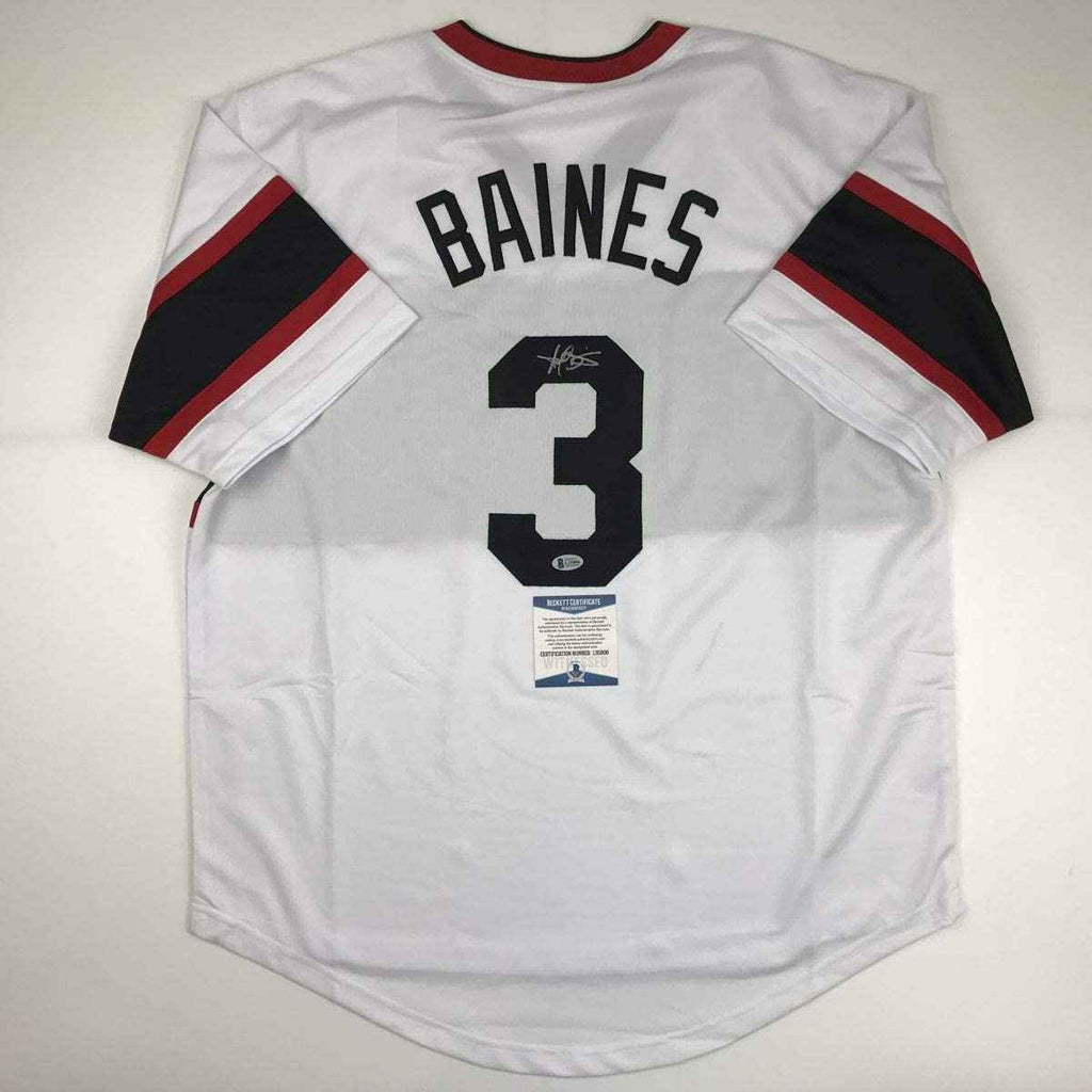 Autographed/Signed Harold Baines Chicago White Retro Baseball Jersey Beckett BAS COA