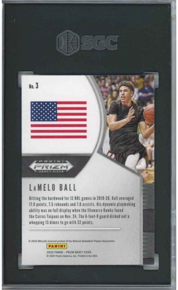 Graded 2020-21 Panini Prizm DP Draft Picks LaMelo Ball #3 Rookie RC Basketball Card SGC 9.5 Mint+