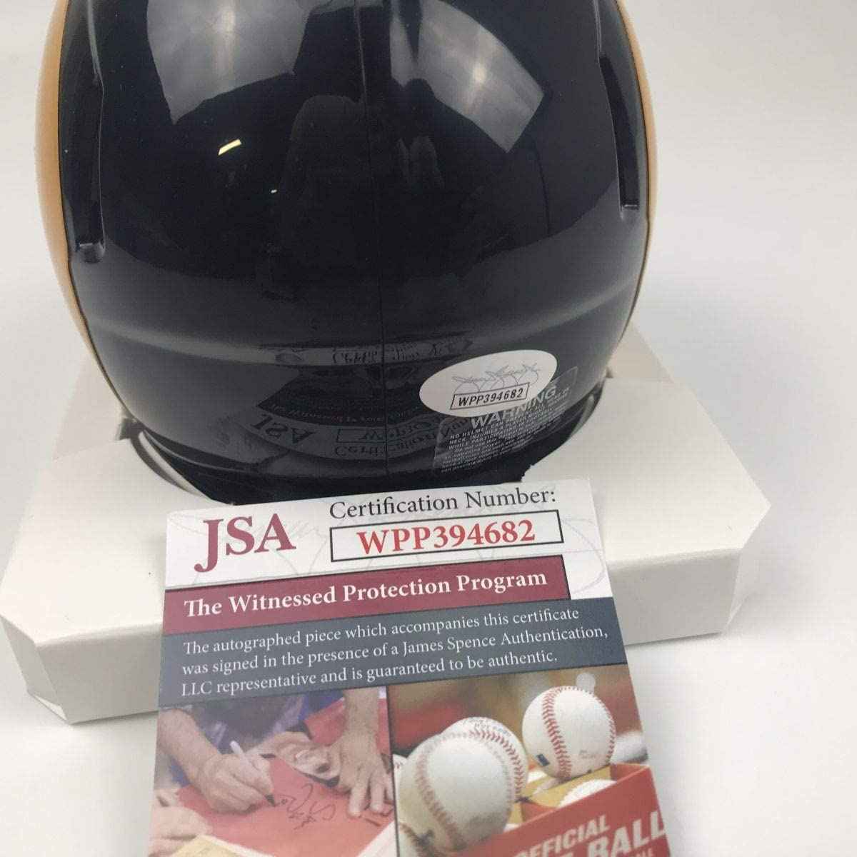 Autographed/Signed Aaron Donald Los Angeles Rams Retro Mini Football Helmet JSA COA
