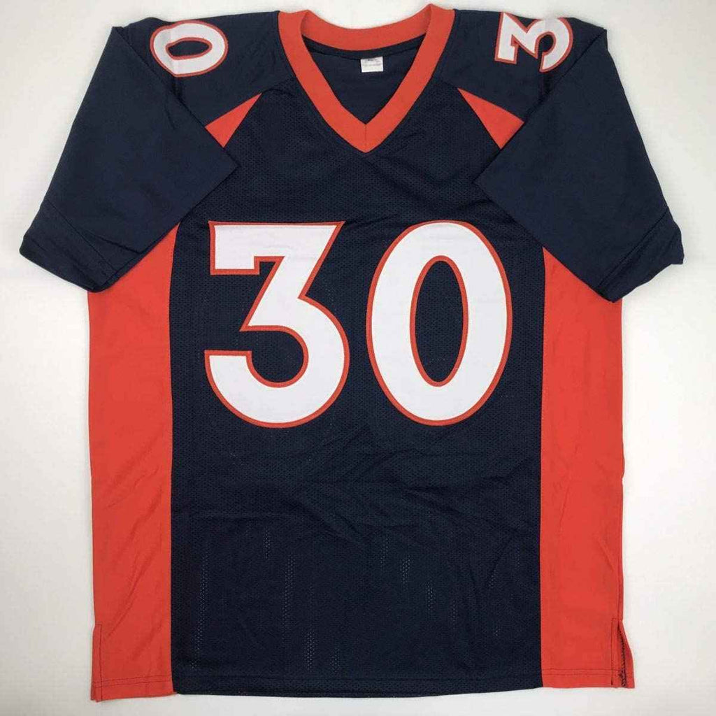 Autographed/Signed Phillip Lindsay Denver Blue Football Jersey JSA COA