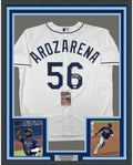 Framed Autographed/Signed Randy Arozarena 35x39 Tampa Bay Rays White Authentic Nike Baseball Jersey JSA COA