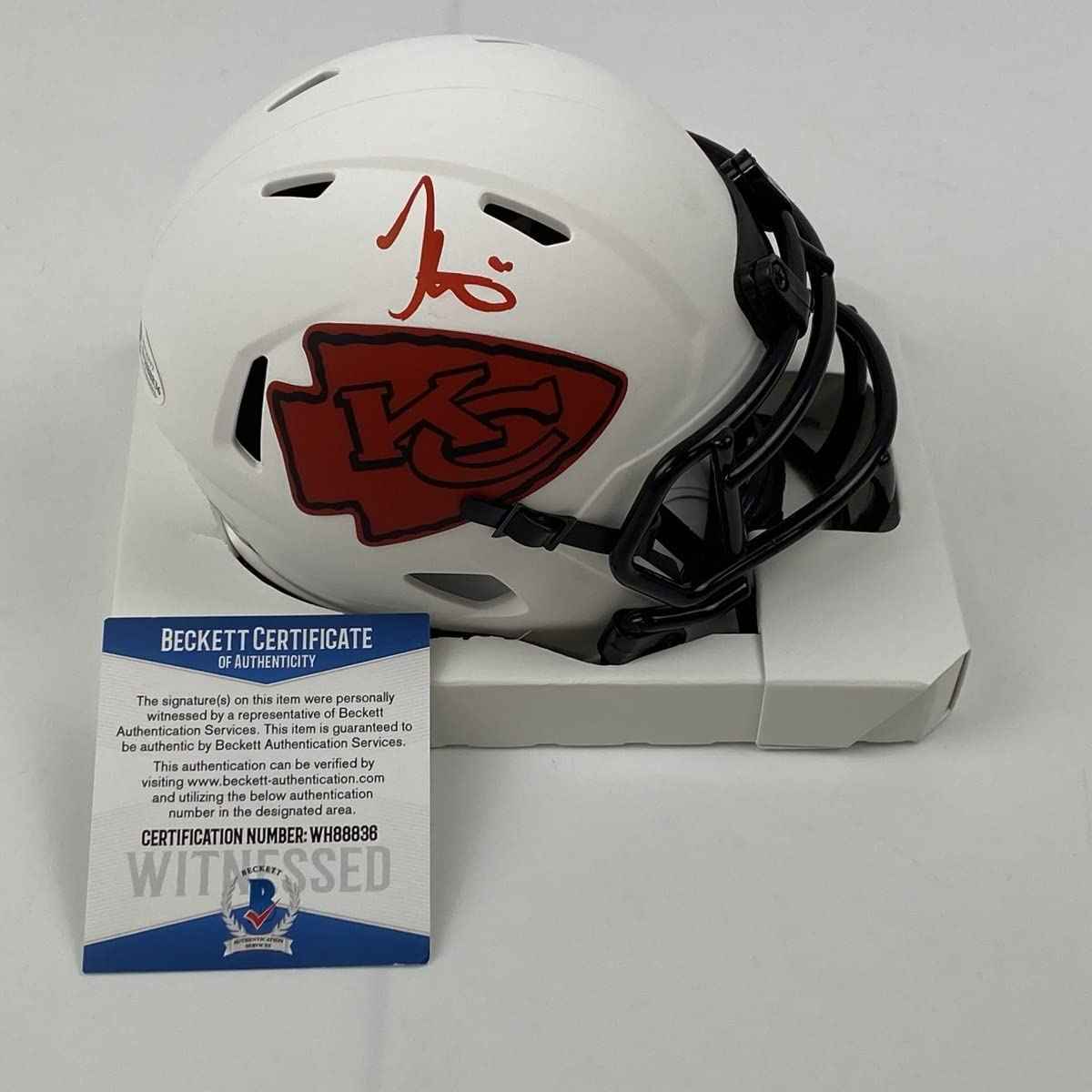 Autographed/Signed Tyreek Hill Kansas City Chiefs Lunar Eclipse Mini Football Helmet Beckett BAS COA