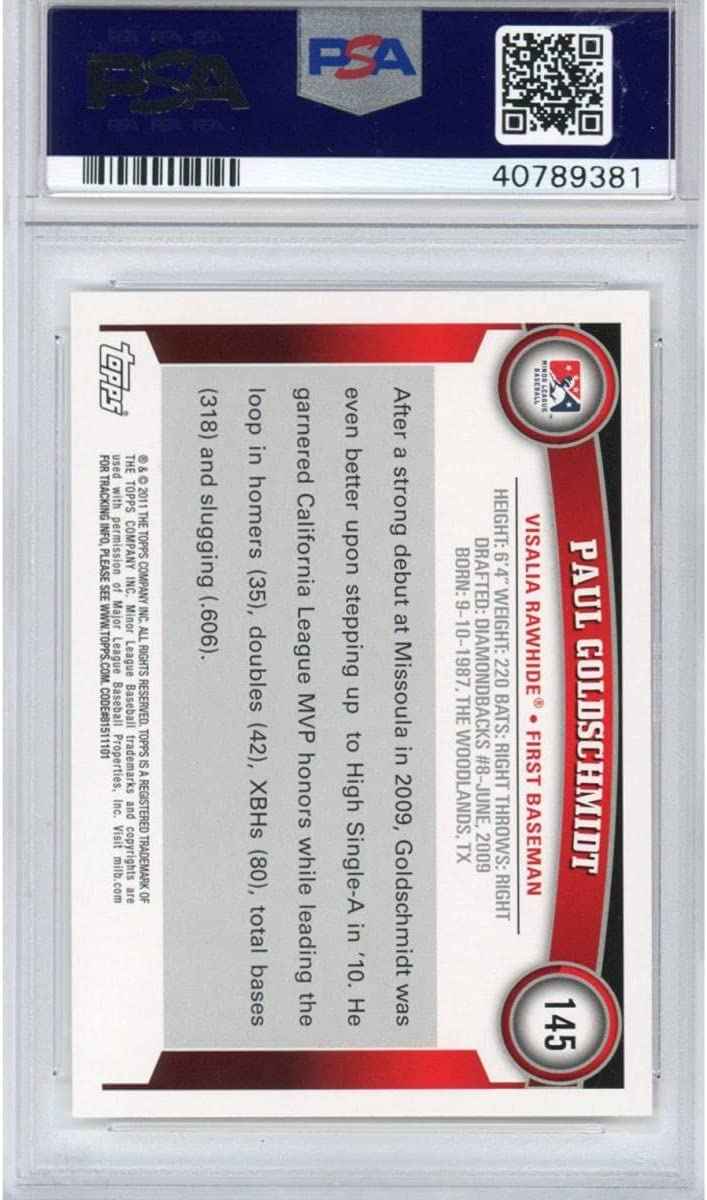 Graded 2011 Topps Pro Debut Paul Goldschmidt #145 Rookie RC Baseball Card PSA 10 Gem Mint